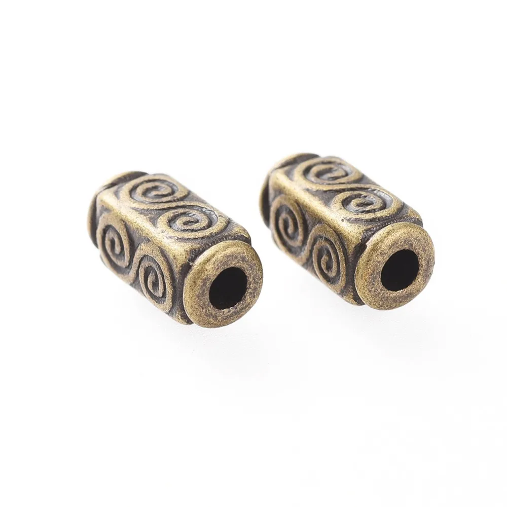 50pcs  style Beads Alloy Beads Lead Free Cadmium Free Cuboid Antique Bronze color 10.5mm long 5mm wide 5mm thick hole: 2.5mm