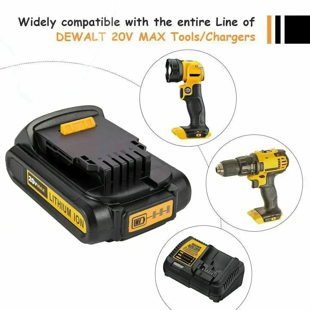 Imagem -03 - Ion Bateria Substituição para Dewalt 18v Max Baterias de Iões de Lítio Dcb206 Dcb205 Dcb204 Dcb200ferramentas Eléctricas 3ah Dcb203 li