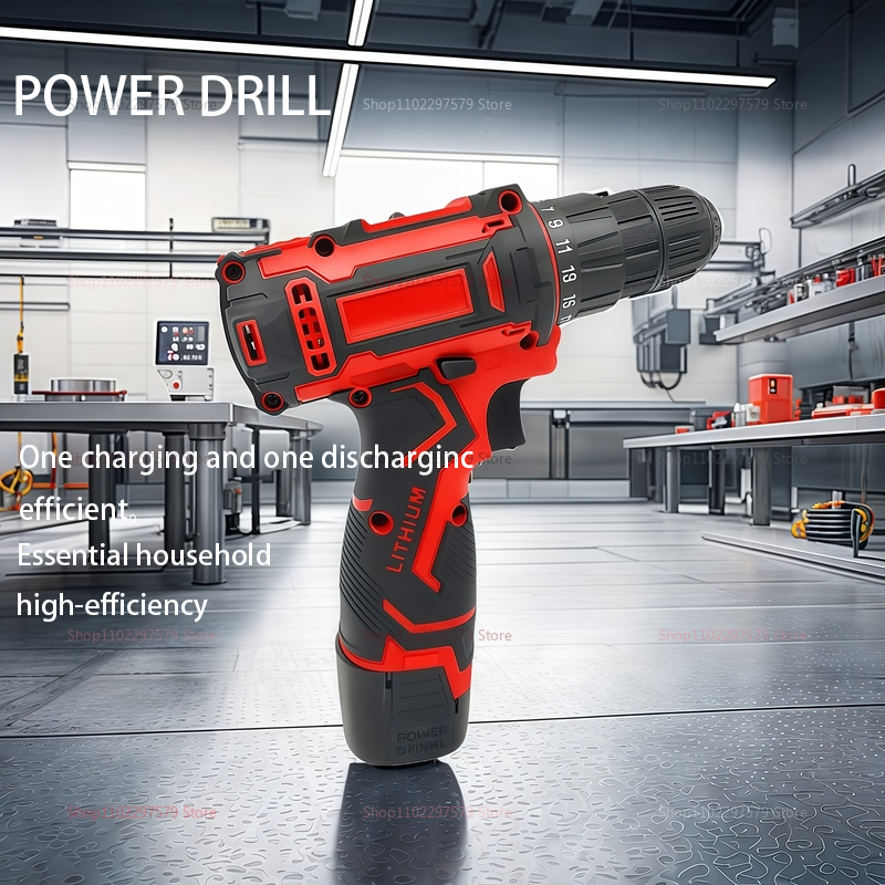  16.8V Cordless Electric Screwdriver Mini Wireless Power Drill with Lithium-Ion Battery 3/8 Inch Carpentry and Repair Tools 