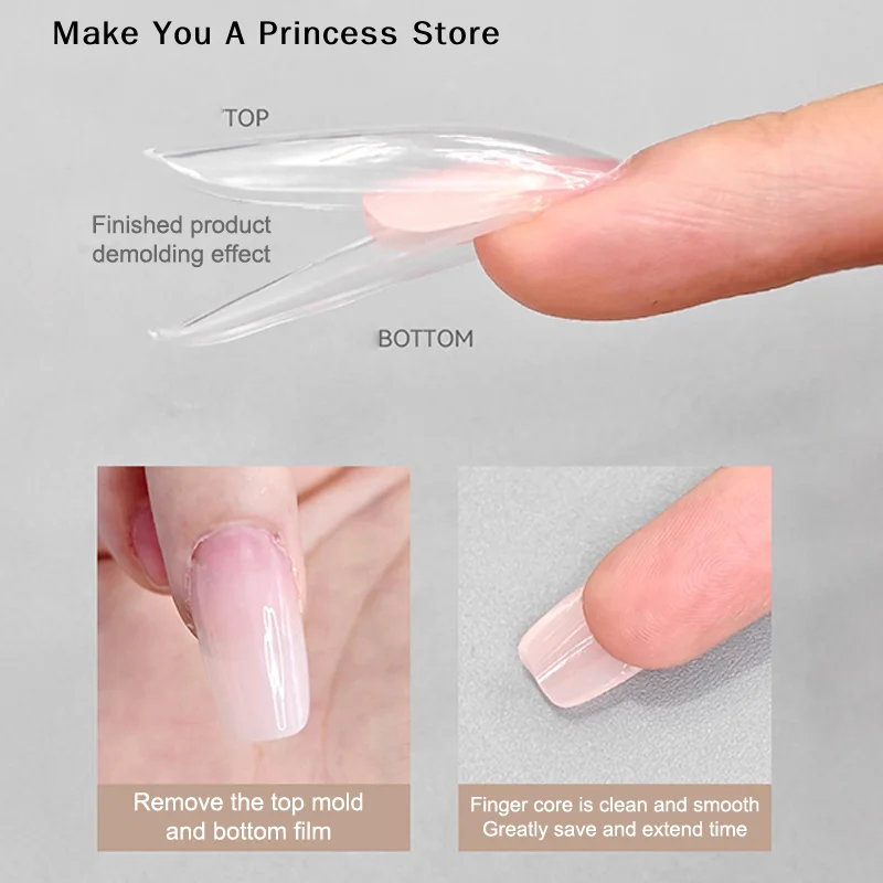 【HBA】Sandwich Dual Nail Forms 60 Stück 15Size Quick Extensions-Dual Forms T-förmige Ellipse Maniküre Forms Top Mold Bottom Mold 3D