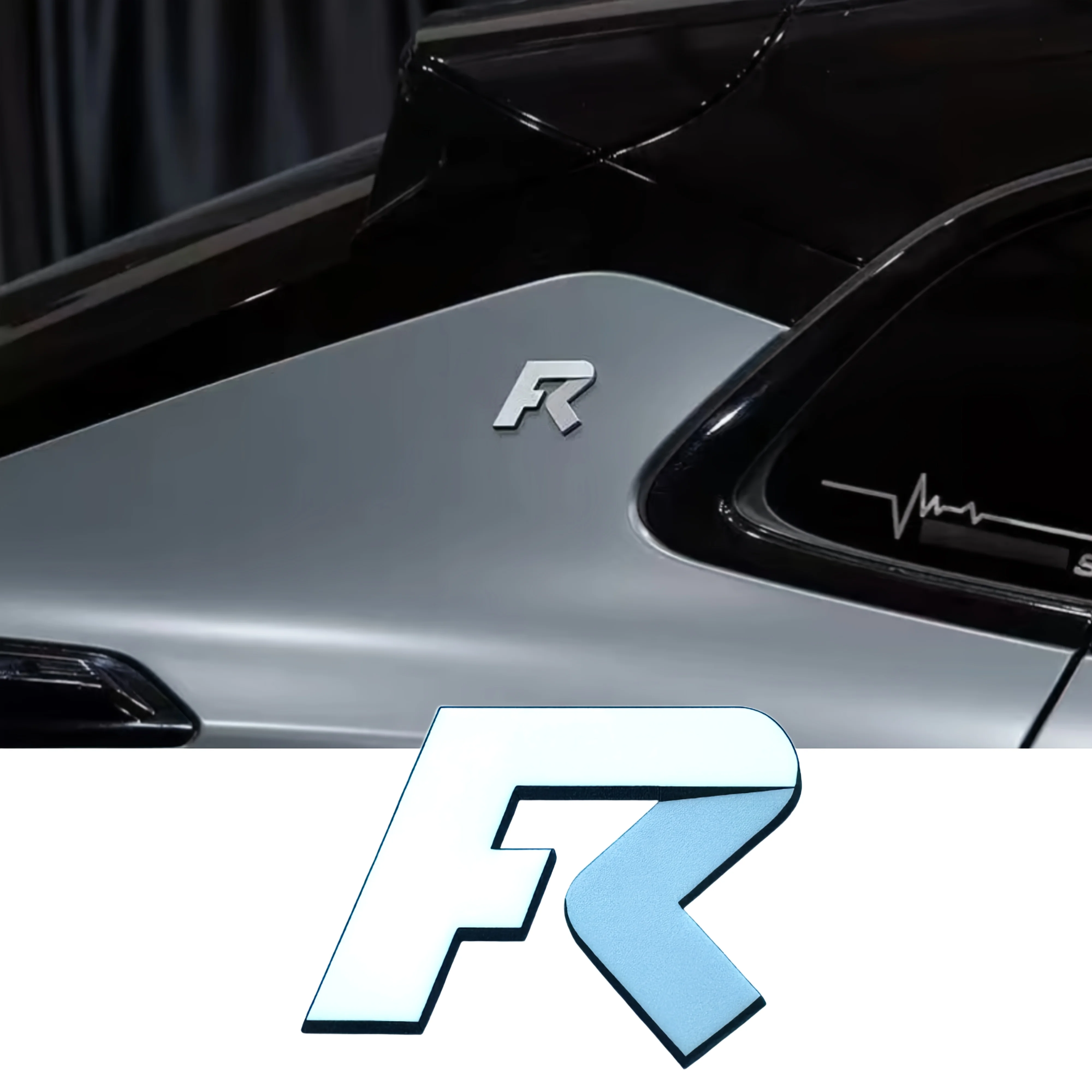 2 Pcs Set Car Letter Badge Sticker, Self-adhesive Body Decoration Vinyl Decals for Car and Motorcycle