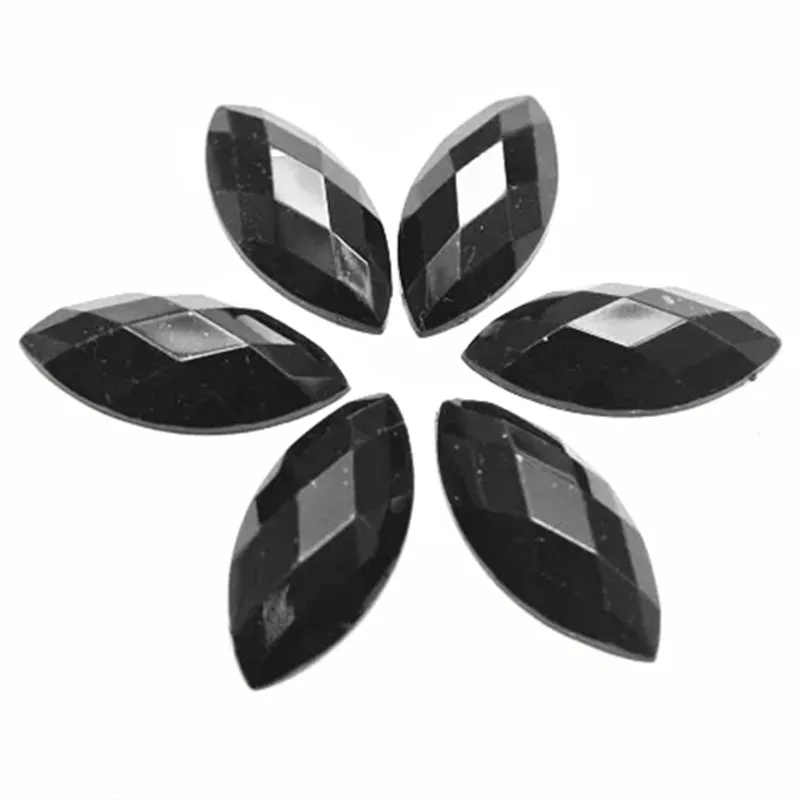 100pcs 9X20mm No Hole  Black Flatback Acrylic Horse Eye Rhinestone  Clothing accessories decorative accessories