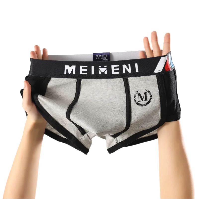 Men's Boxers U Convex Pouch Underwear Fashion Contrasting Color Thin Breathable Panties Sports Underpants Young Students Boxer