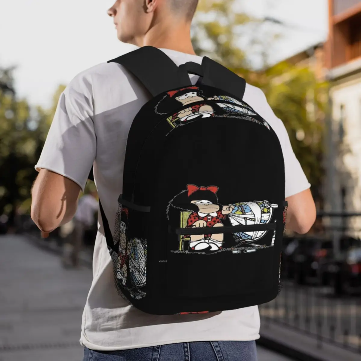 Happy Mafalda Manga Quino Comic Backpack Daypack Large Capacity Children BookBag School Bag Shoulder Bags for Men Women