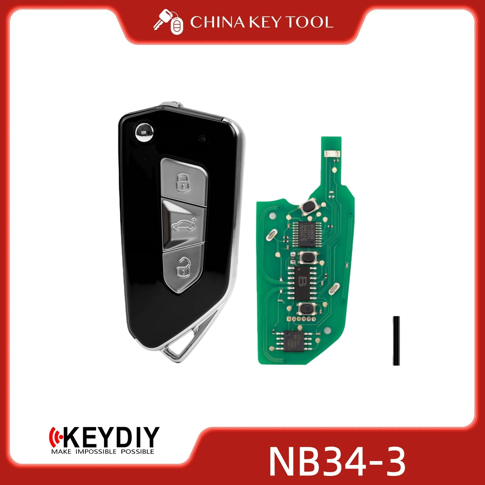 KEYDIY KD NB34-3 Universal Flip Remote Key 3 Buttons Compatible with VW Type