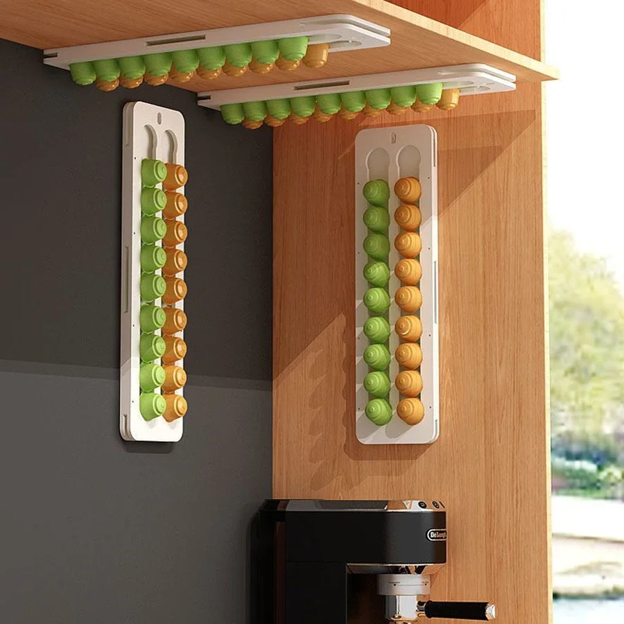 1pc Multi Specification Wall Mounted Coffee Capsule Storage Container Kitchen Cabinet Capsule Display Rack Coffee Hanging Box