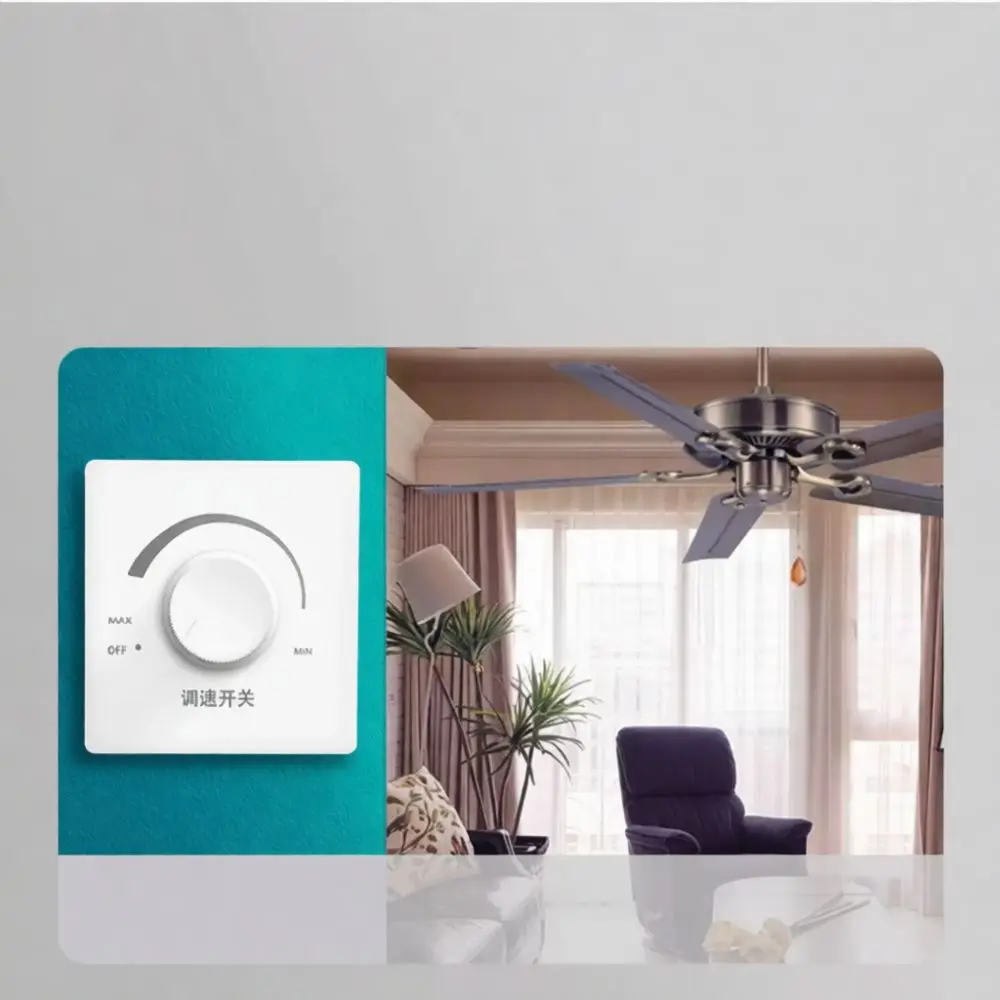Wall Mounted Fan Speed Regulator Stepless Rotary Knob Switch Ceiling Ventilator Electric Airflow Control Panel Household Part