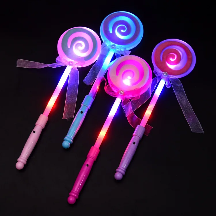 12pcs LED Flashing Cute Lollipop Love Palm Whistle Princess Magic Wand Props Party Children Gift Toys Birthday Wedding Purim