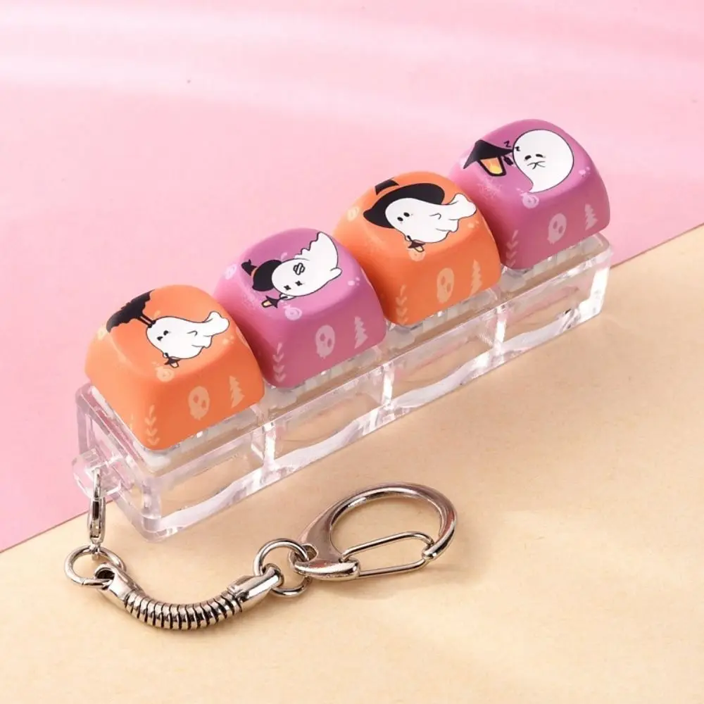 4 Keys Halloween Fidget Pressing Keychain Creative Halloween Pattern Halloween Pendant Stress And Frustration Release