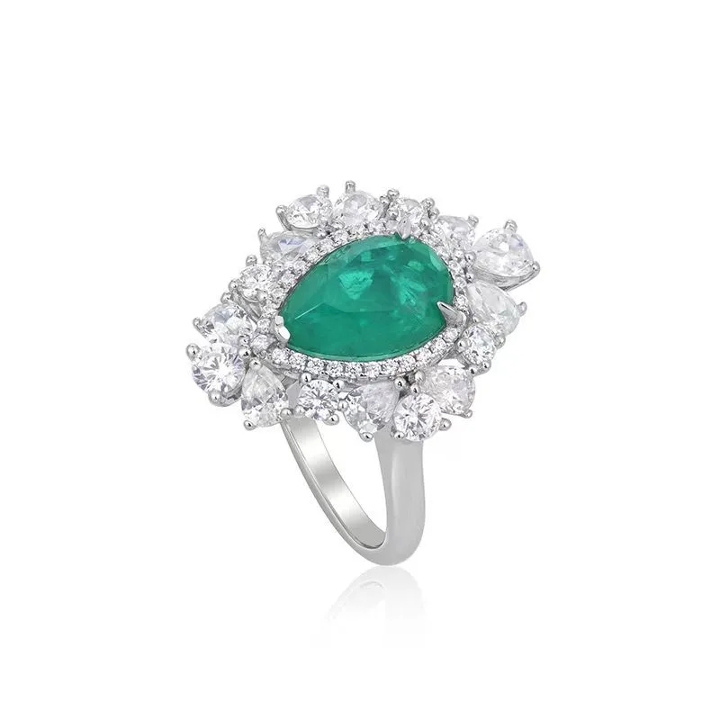 

Luxury Lab Created Emerald Gemstone Classic 925 Sterling Silver Cocktail Women Rings Engagement Jewelry