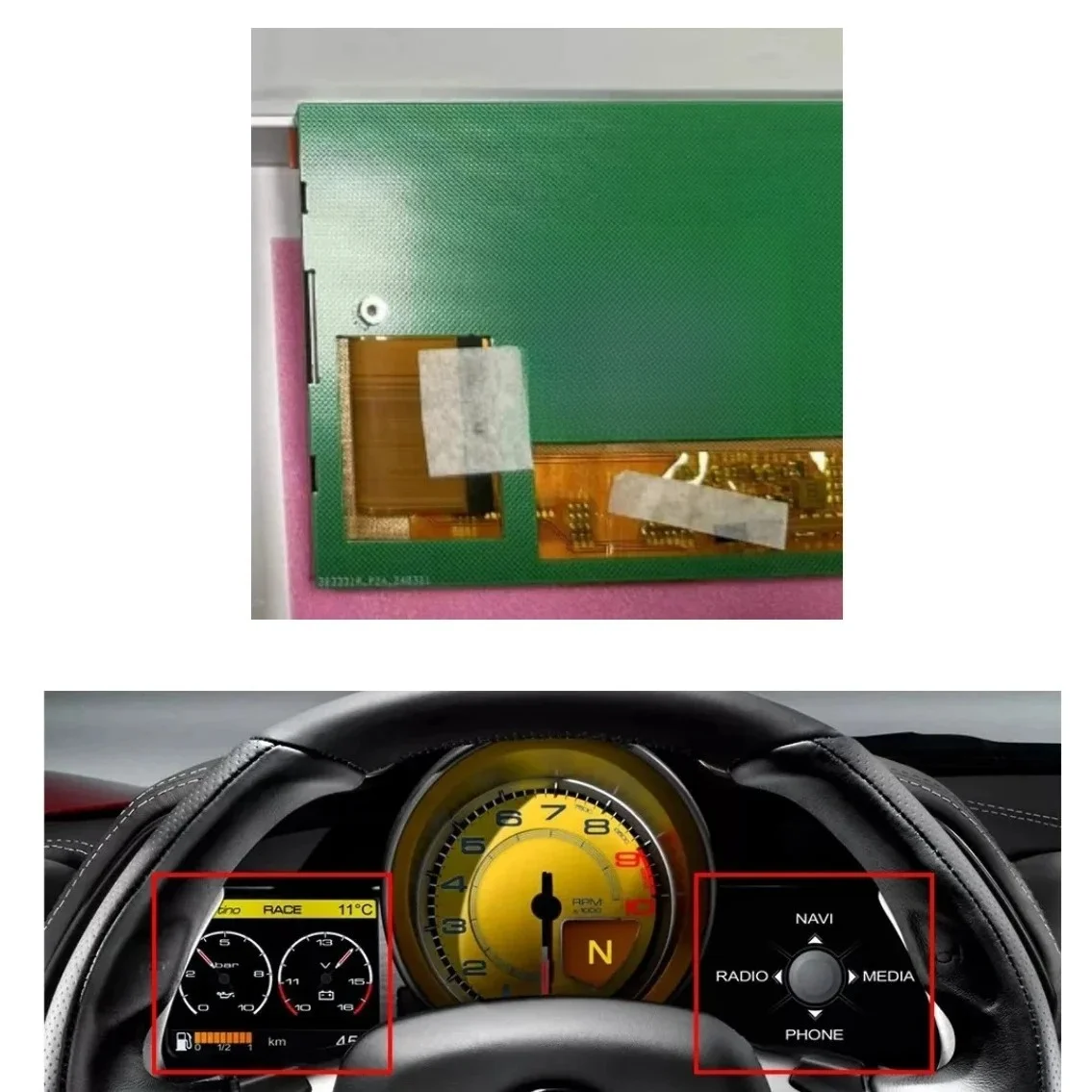 LCD Display For Ferrari 458 Instrument Cluster Dashboard Screen Repairment