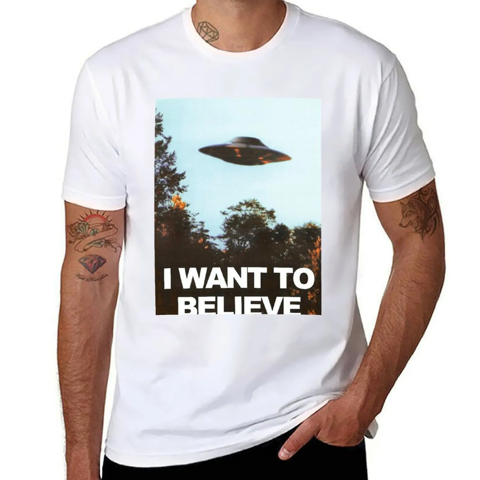 

i want to believe!! wooo T-Shirt man t shirt heavy cotton man t shirt luxury T-Shirt