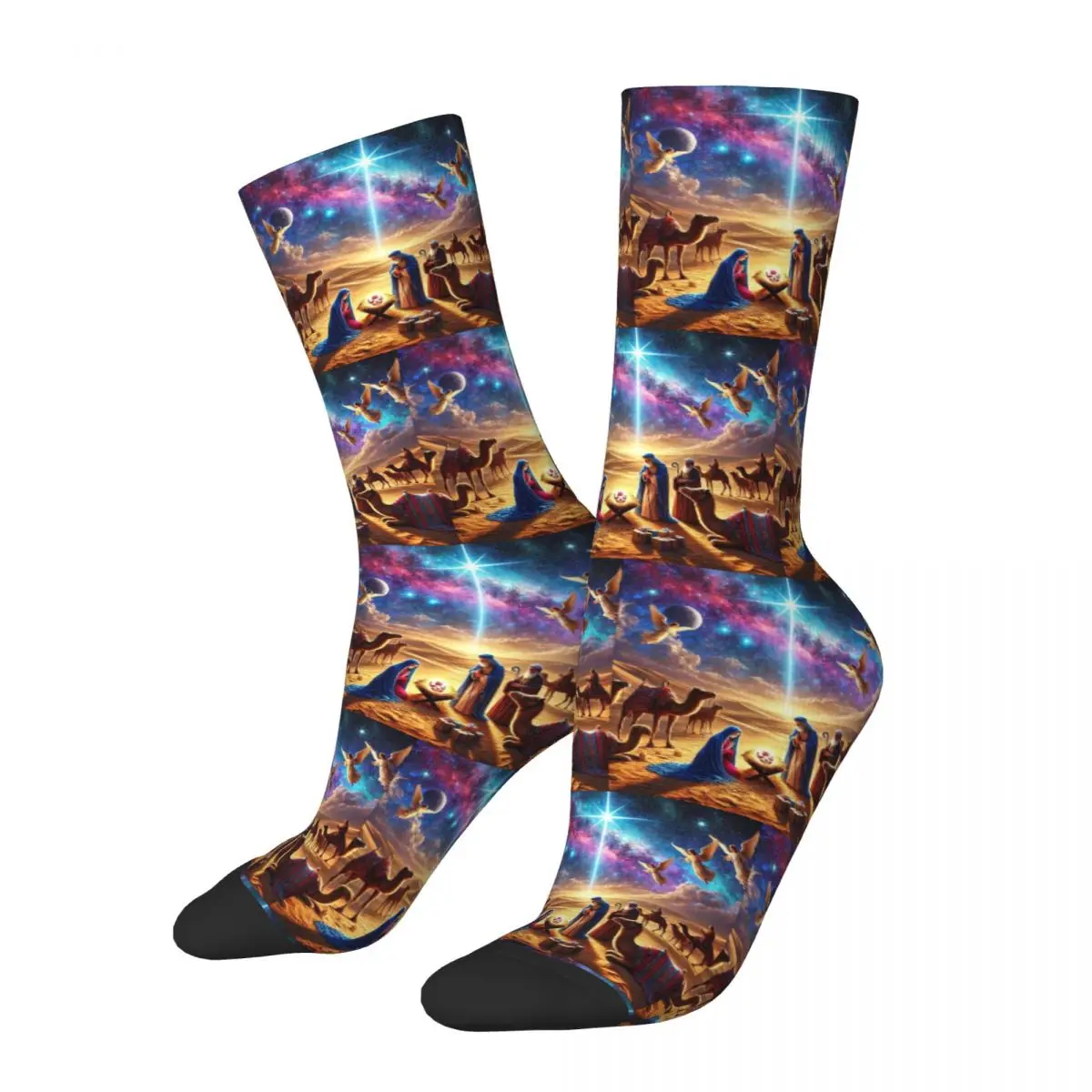 A Celestial Nativity The Birth Of Jesus Under The North Star Socks Harajuku Stockings All Season Long Socks for Man Woman's Gift