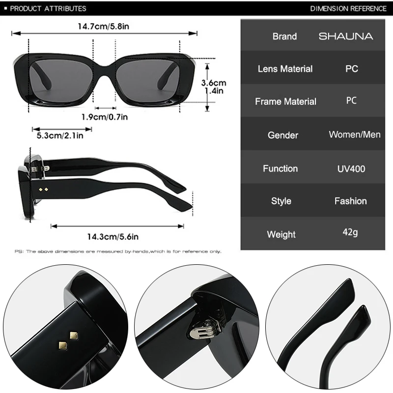 SHAUNA Retro Square Sunglasses Women Fashion Rivets Gradient Shades UV400 Men Green Pink Sun Glasses