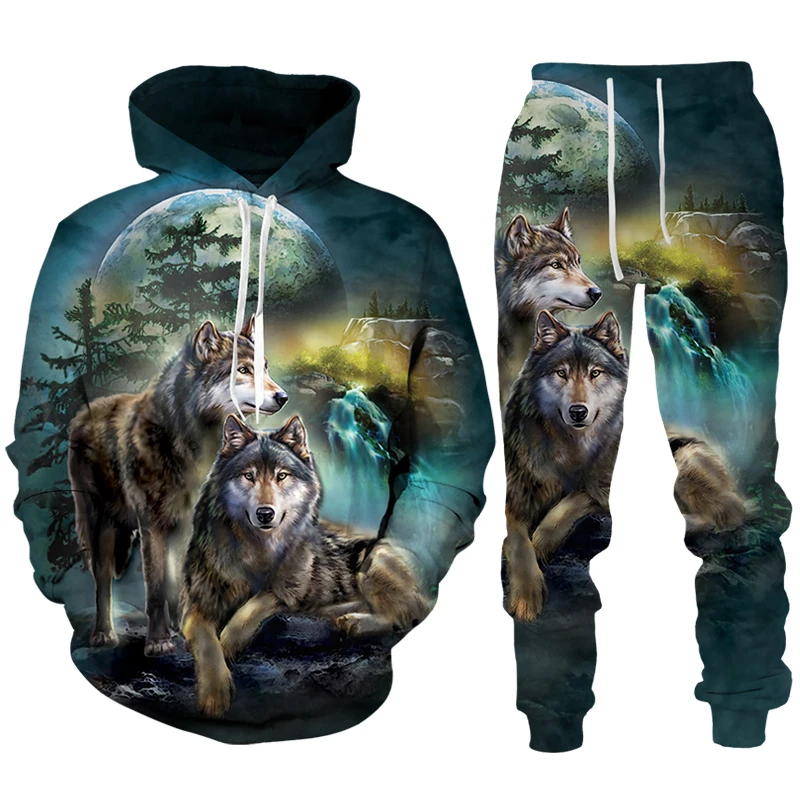 Winter Herbst Leo Tattoo Hoodies Hosen Set 3d Löwen druck Männer Frauen Trainings anzug zweiteilige Outdoor Jogging Kleidung Sportswear Anzug