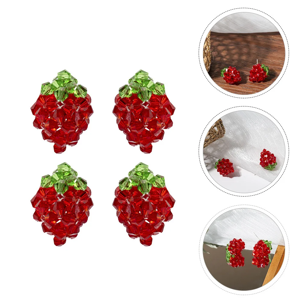 

2Pairs Strawberry Earrings Unique Fashion Long-Lasting Ear Jewelry Gift for Girlfriend Wife Mother Daily Wear Earrings