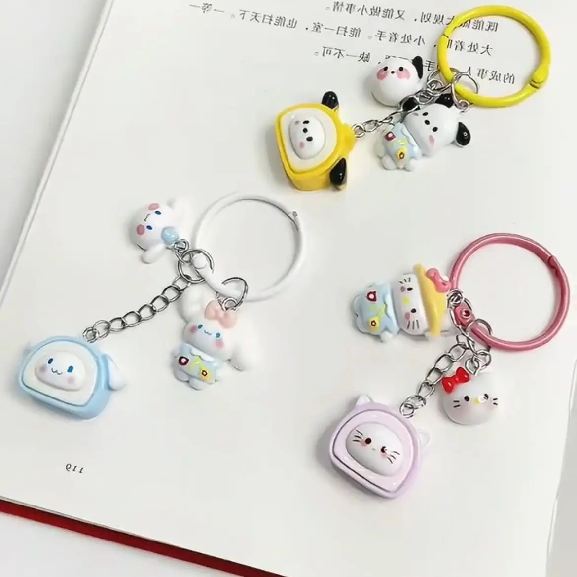 Kawaii Anime Hello Kitty Melody Kuromi Keychain Backpack Pendant Creative Keyring Cinnamoroll Birthday Gifts Toy Diy Decoration