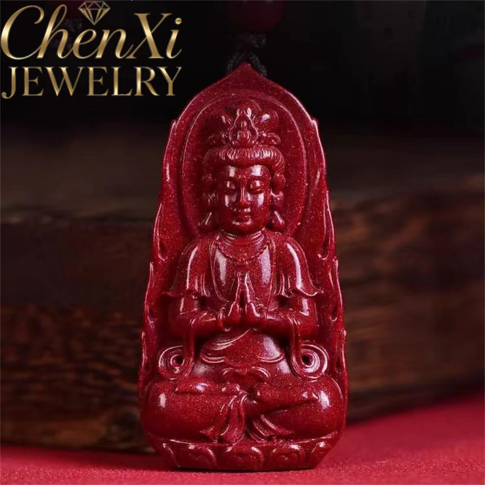 

High-End Cinnabar Avalokitesvara Pendant Luxury Quality Fashion Fine Jewelry Exquisite Amulets And Mascots Elegant Popular Gift