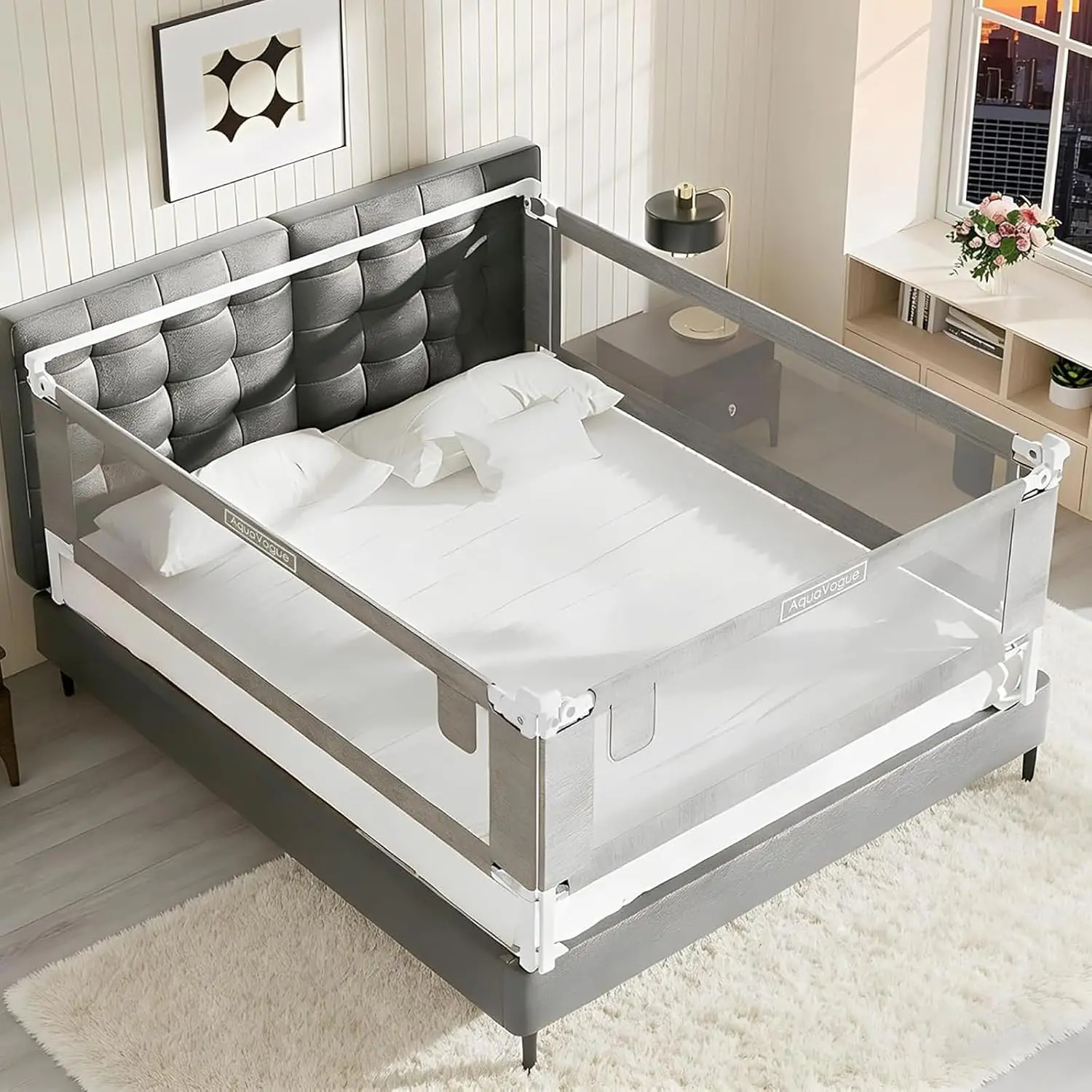 3-Pack King Size Bed Rails for Toddlers -Height Adjustable Baby Bed Rail Guard Specially Designed for King Size Bed (78.7