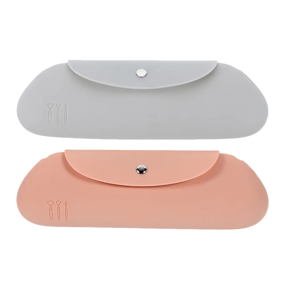 2Pcs Silicone Makeup Brush Organizer Waterproof Tear Resistant Case for Travel Storage Holds Face Brushes Compact Beauty Tool