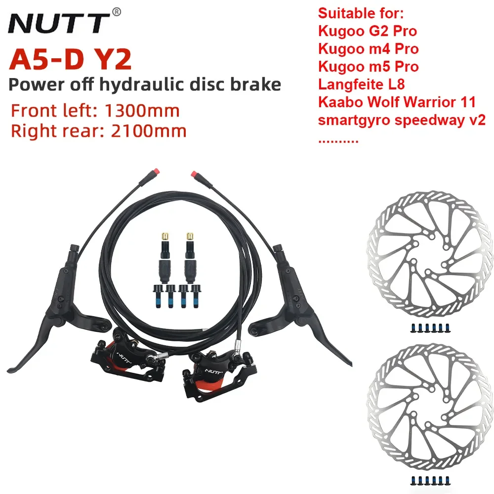 NUTT Electric Scooter Hydraulic Disc Brake With Sensor 2 Pin Male 140 160mm Power Off Brakes for :Kugoo G2 Pro /m4 Pro /m5 Pro