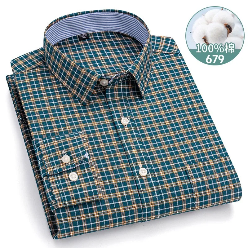 Men's long sleeve shirt Oxford woven non-ironing casual trend spring summer autumn comfortable street everything high quality