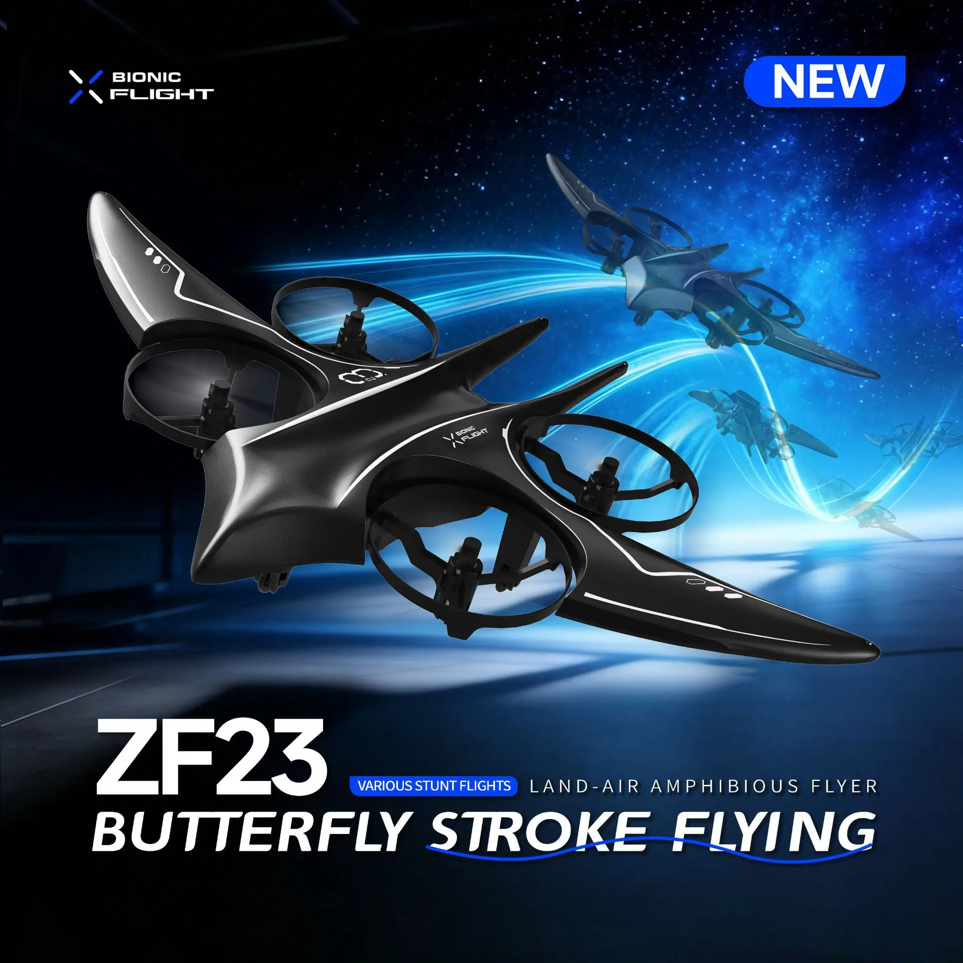 Bionic Flight Zf23 Swallow Stunt Rc Aircraft 2 In 1 Land Air Mode Rc Car Drone Amphibious Aerial Stunt Flyer Hobby Model