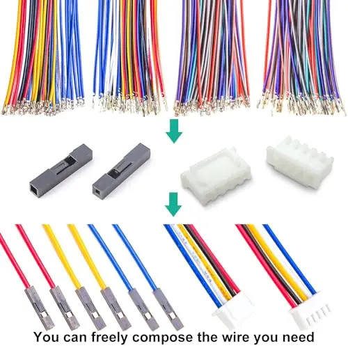 JST-Dupont Connector Kit, XH 2,54 para Dupont, 2,54 milímetros Habitação, 16 centímetros de fio, JST-XH