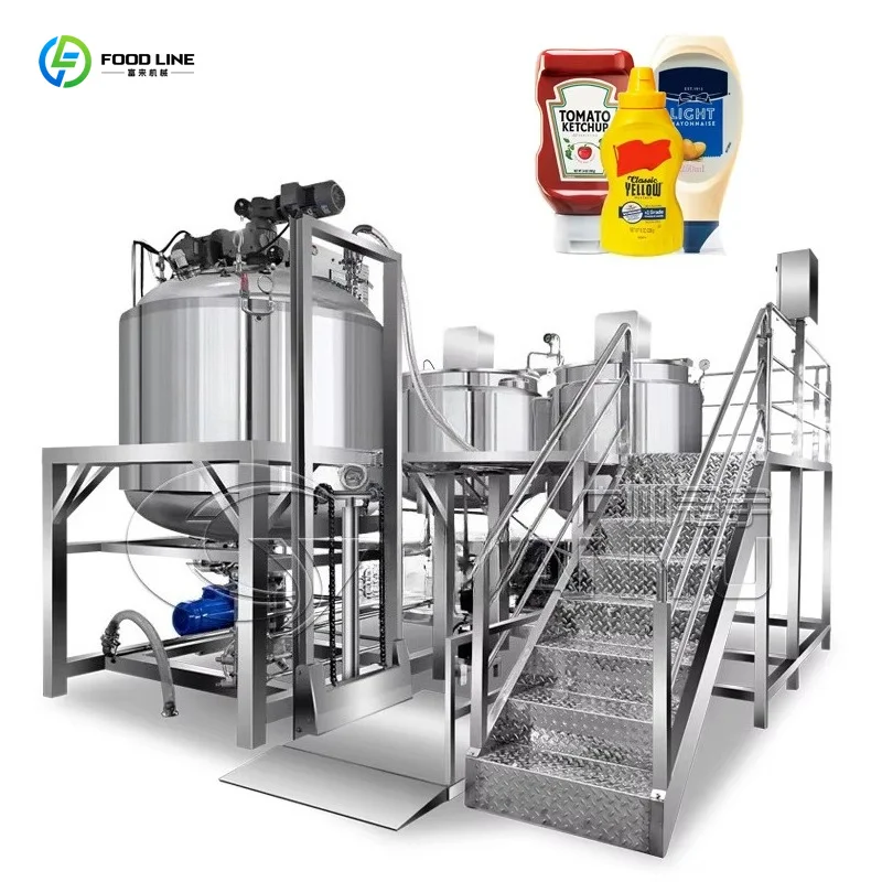 Multi-Functional Industrial Vacuum Homogenizing Emulsifier Machine For Food Ketchup Chili Paste Making
