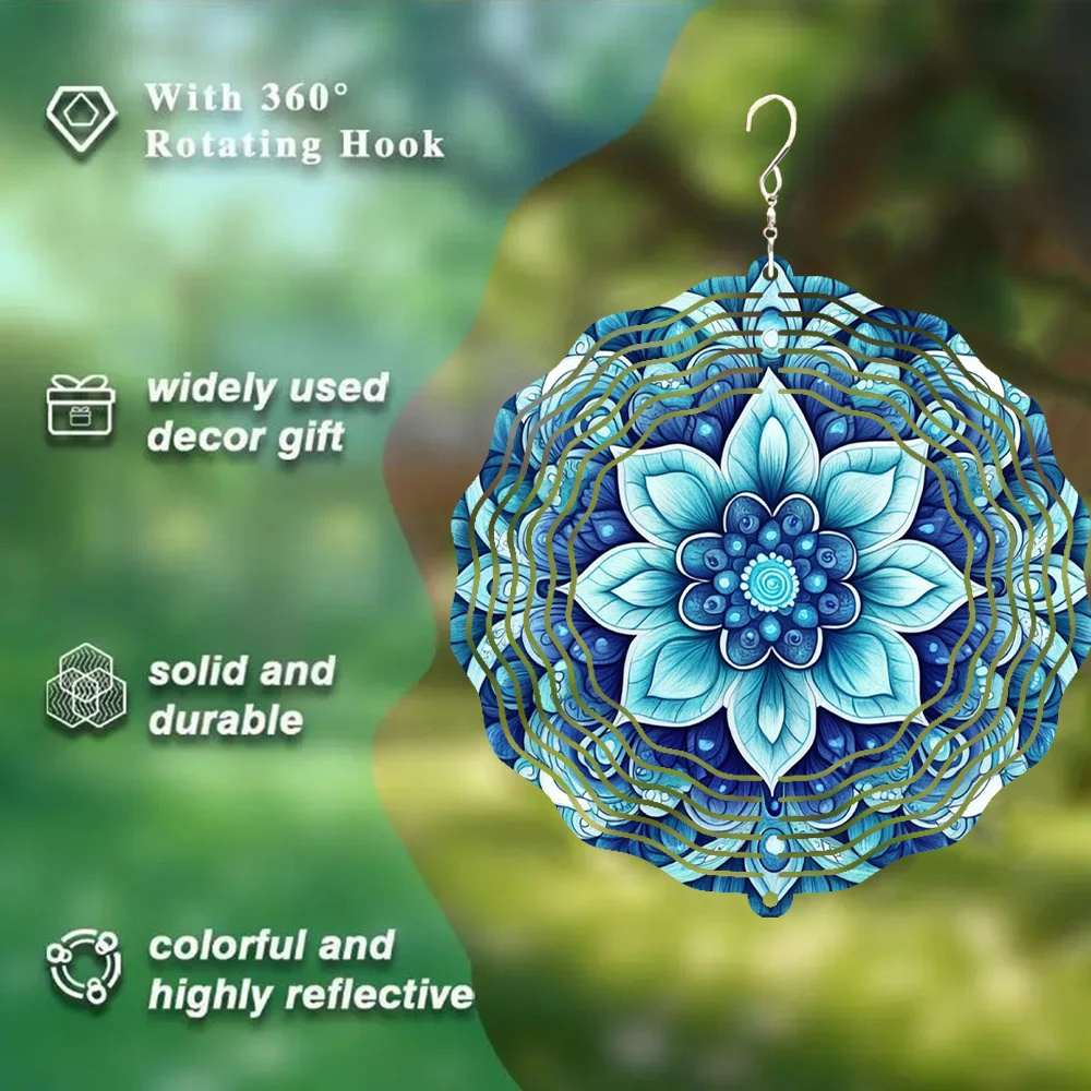 A Beautiful Blue Flower Wind Chime  Creates a Strong Dynamic Artistic Effect. It Is Perfect for Decorating Gardens
