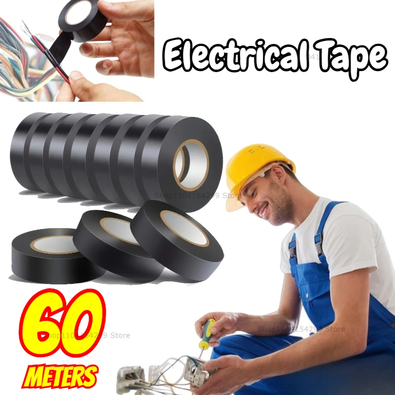Black Electrical Tape Insulation Tape Electrical Insulating Tape Strong Adhesive Wire Harness Tapes Electrical Wiring Waterproof