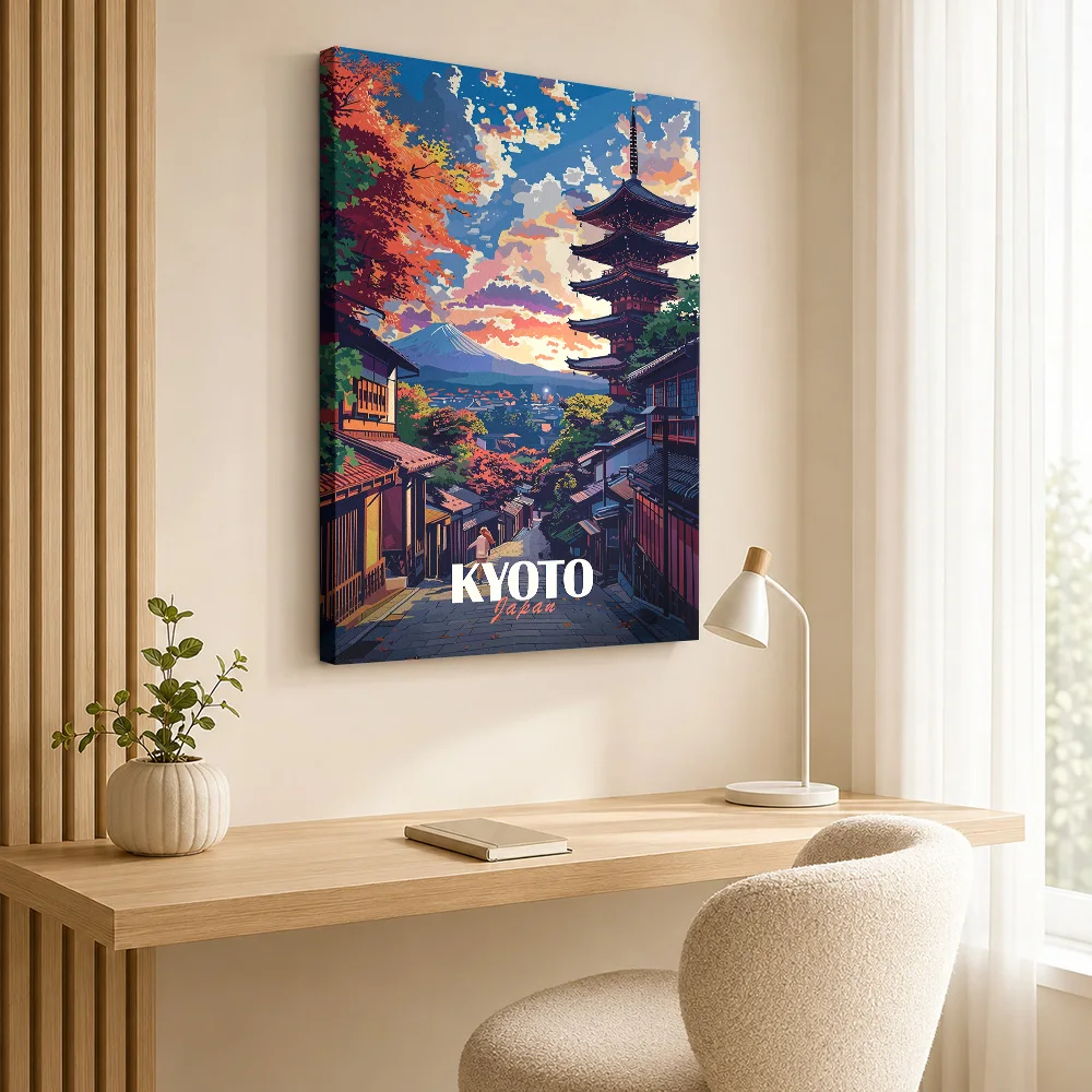 Kyoto Japan Landscape Canvas Print Poster Customized Japanese Inspired Wall Paintings Decoration for Living Room Ready to Hang