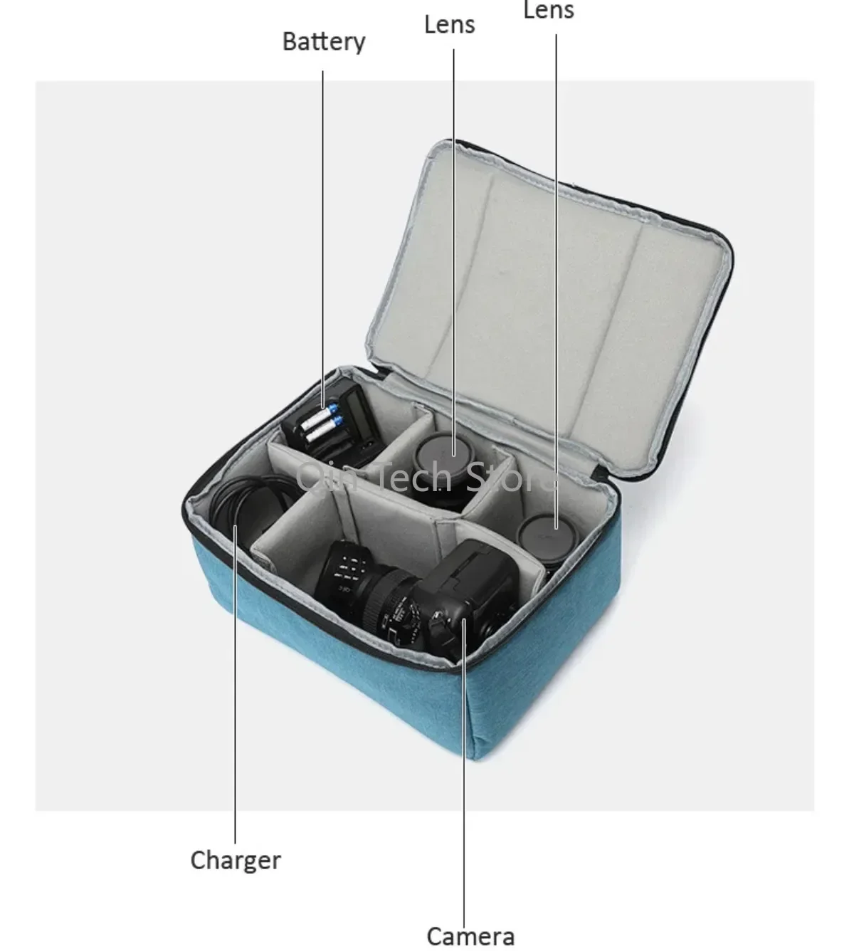 Tas kamera tahan air sisip Organizer fotografi pembagi partisi kotak penyimpanan cocok Canon Nikon Sony DSLR lensa tas ransel