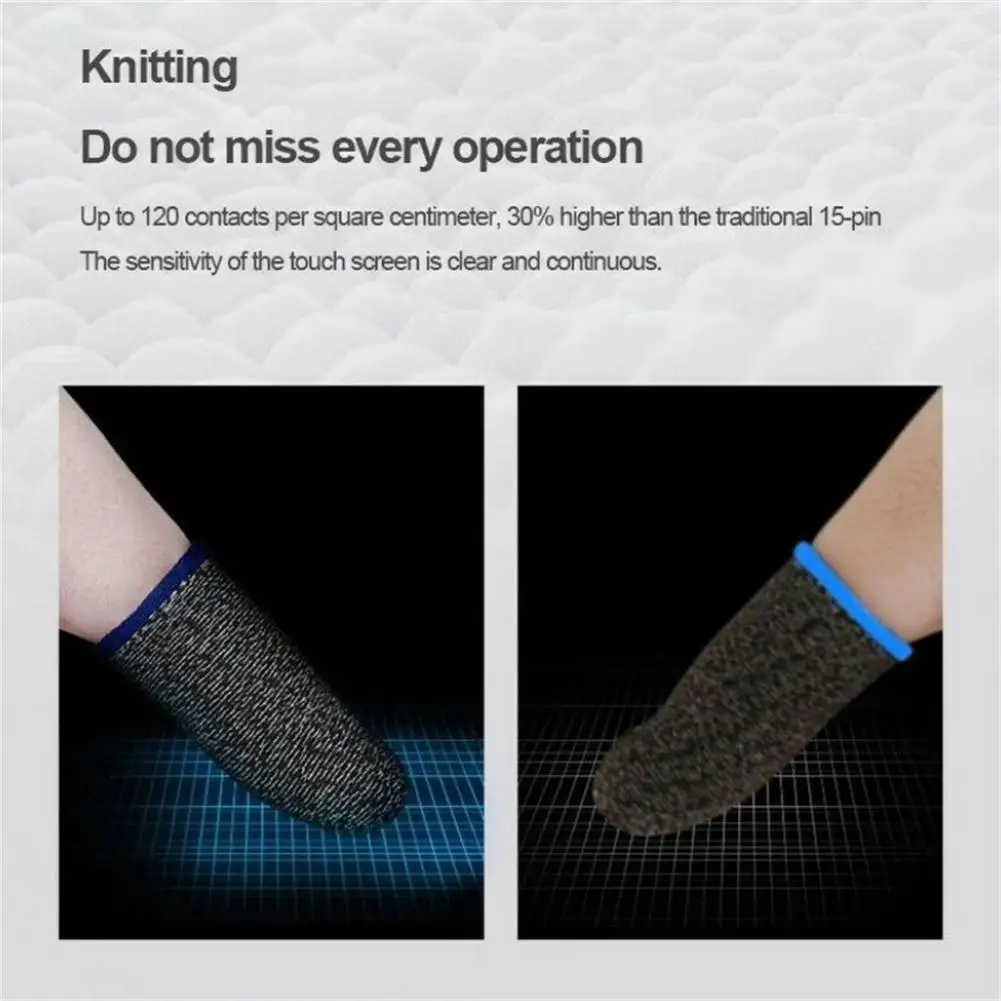 1 Pair Gaming Finger Sleeves 18-pin Ultra-thin Copper Fiber Finger Cots Breathable Fingertips Compatible For Pubg Mobile Games