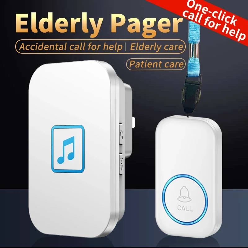 CACAZI Caregiver Pager Wireless Home Care Alert Calling System SOS Call Buttons for Elderly Patient Pregnant Children Disabled