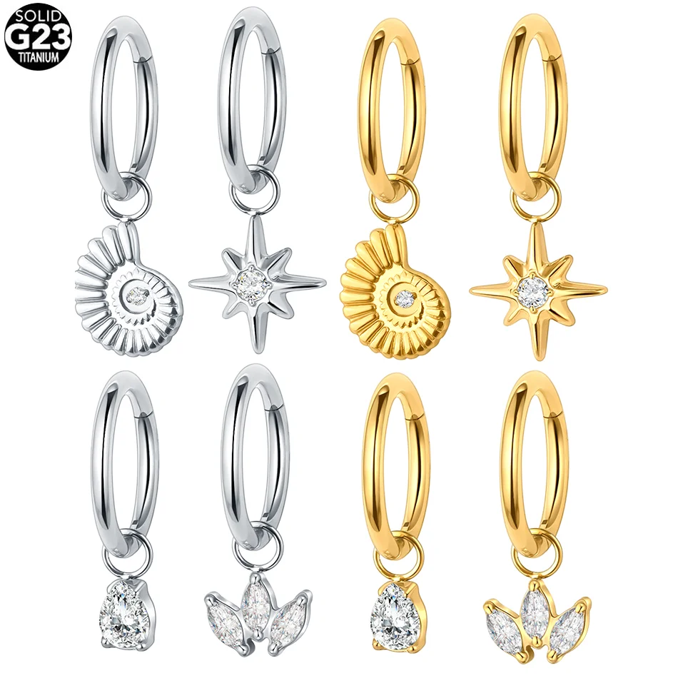 1pcs 6/8/10/12mm Titanium Waterdrop CZ Huggies Hoop Earrings for Women Pendant Cartilage Rook Earring Piercing Body Jewelry view 2