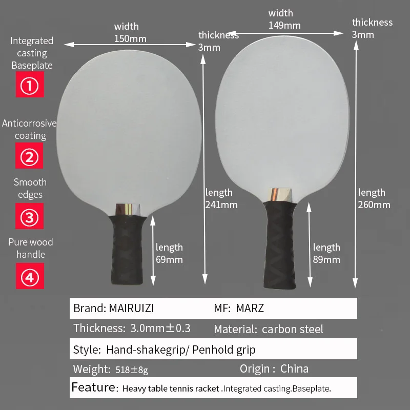 Table Tennis Racket Base Plate, Iron Racket for Practice, Weighted Practice Table Tennis Base Plate, Training Practice Table Tennis Base Plate, Bare Board
