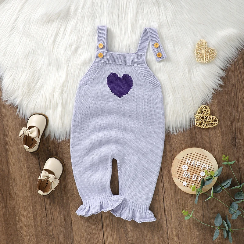 

Newborn Baby Romper Knit Toddler Kid Sling Clothes 0-18M Overall Infant Girl Jumpsuit Fashion Ruffles Loving Sleeveless Playsuit