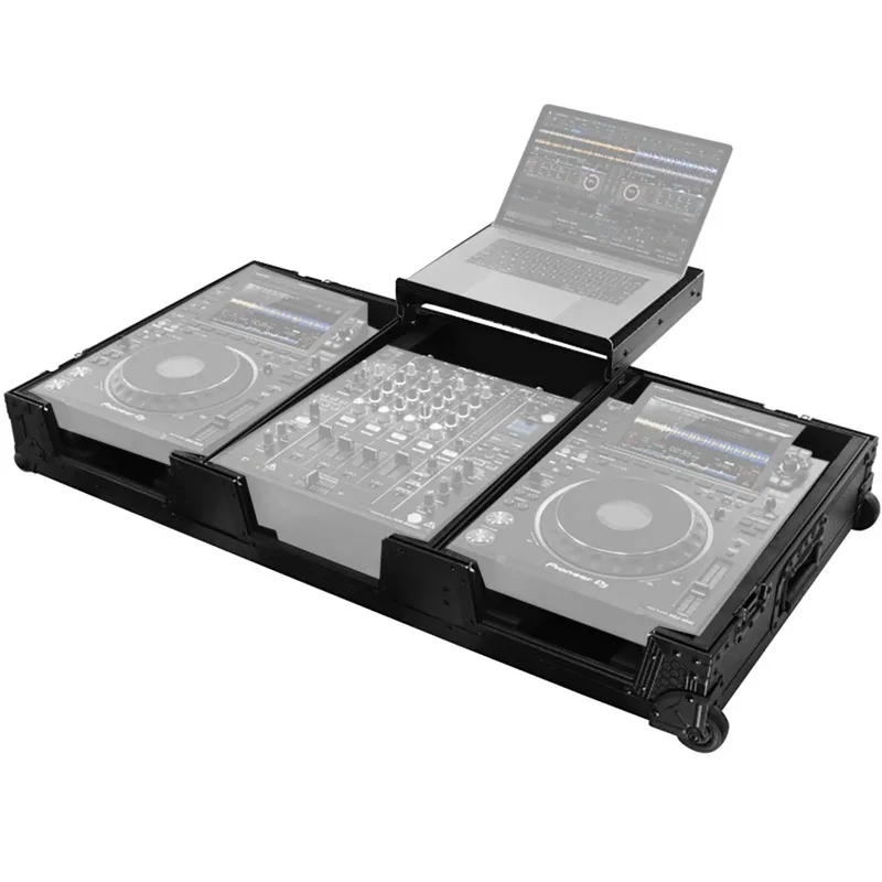 

Glide Style Dj Turntable Coffin case with Glide for Laptop Fitting Most 12" DJ Mixers and Two Pioneer CDJ-3000