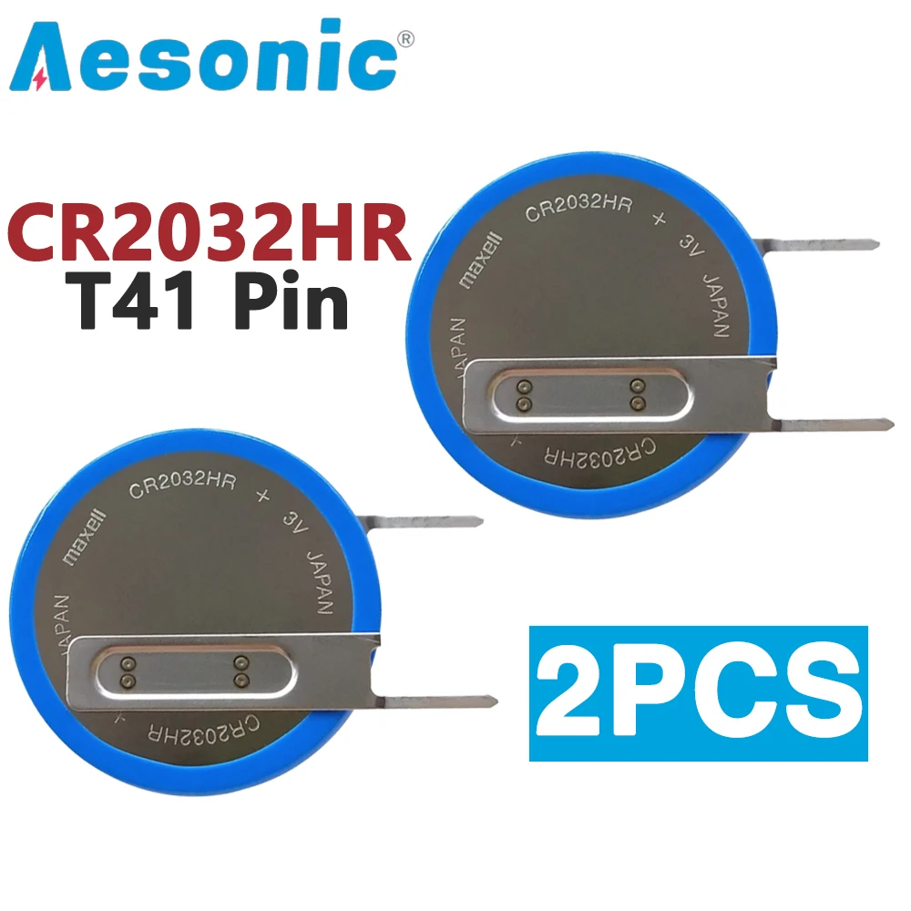 2PCS Original MaxeII CR2032HR with T41 Welding Pin 3V CR2032HR Battery for Automobile Tire Pressure Sensoring Detection