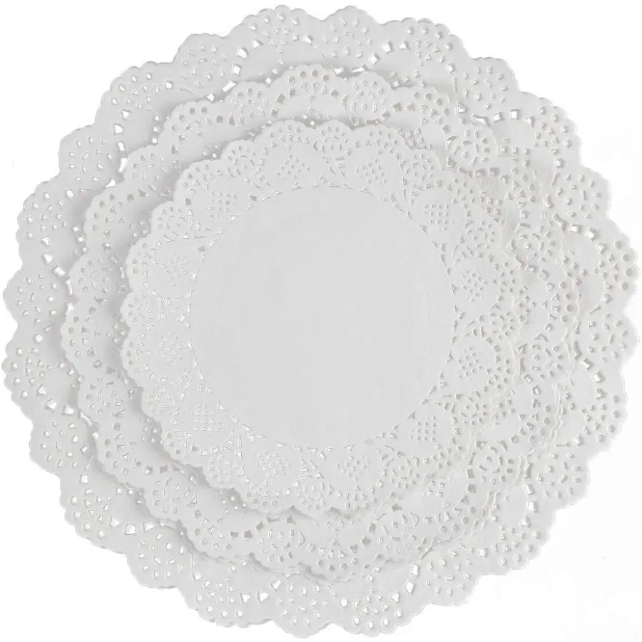 

108 PCS Paper Doilies 6.5 8.5 and 10.5 ih Lace Doilies for Tables Round Paper Placemats for Party Table Cakes Dessert Trays Tab