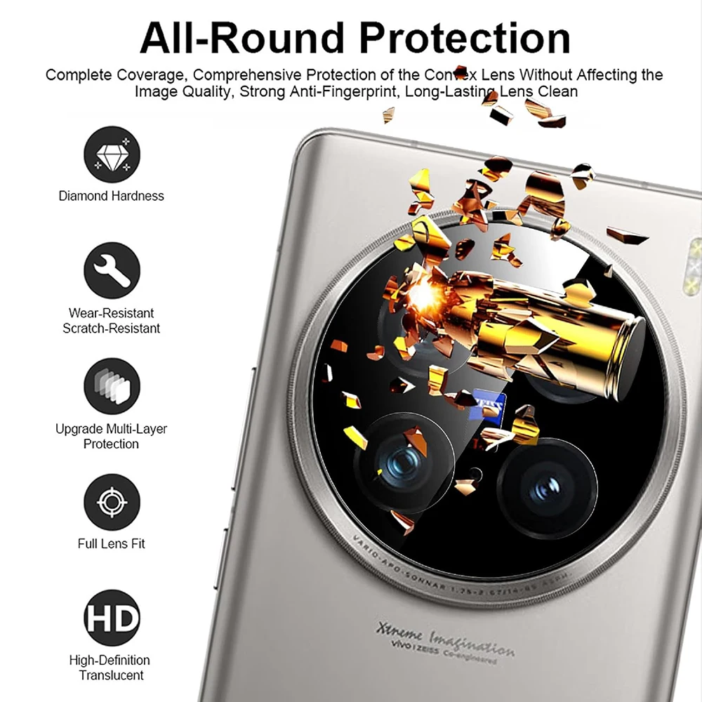 3D Camera Lens Cover Case For Vivo X200 Pro Back Tempered Glass Camera Protector For Vivo X200  X100 X200Pro Mini Lens