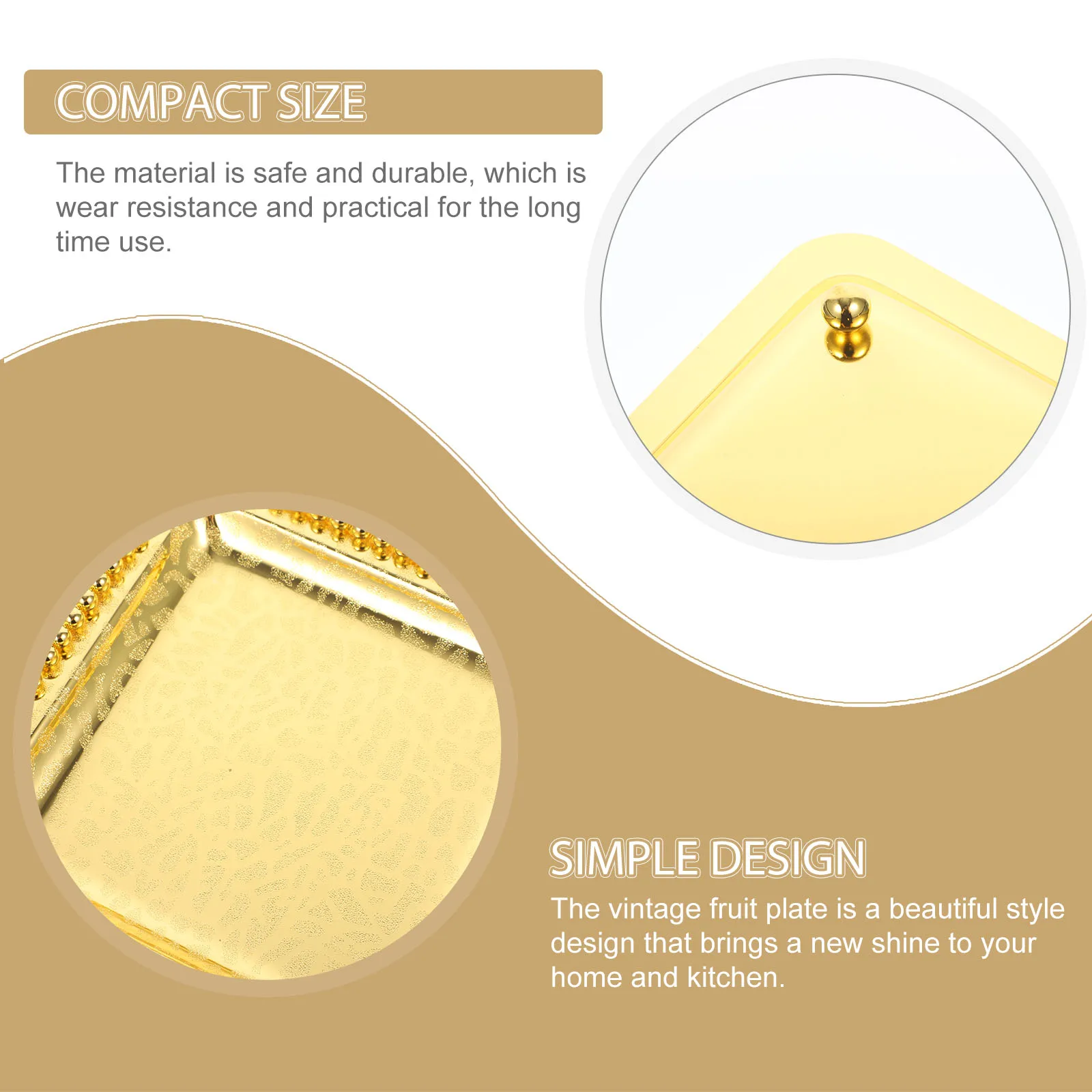 

Dried Fruit Plate Dim Sum Tray Golden Iron Large Serving Dinner Plates Vintage Food Snack Storage Multi-functional Kitchen Party