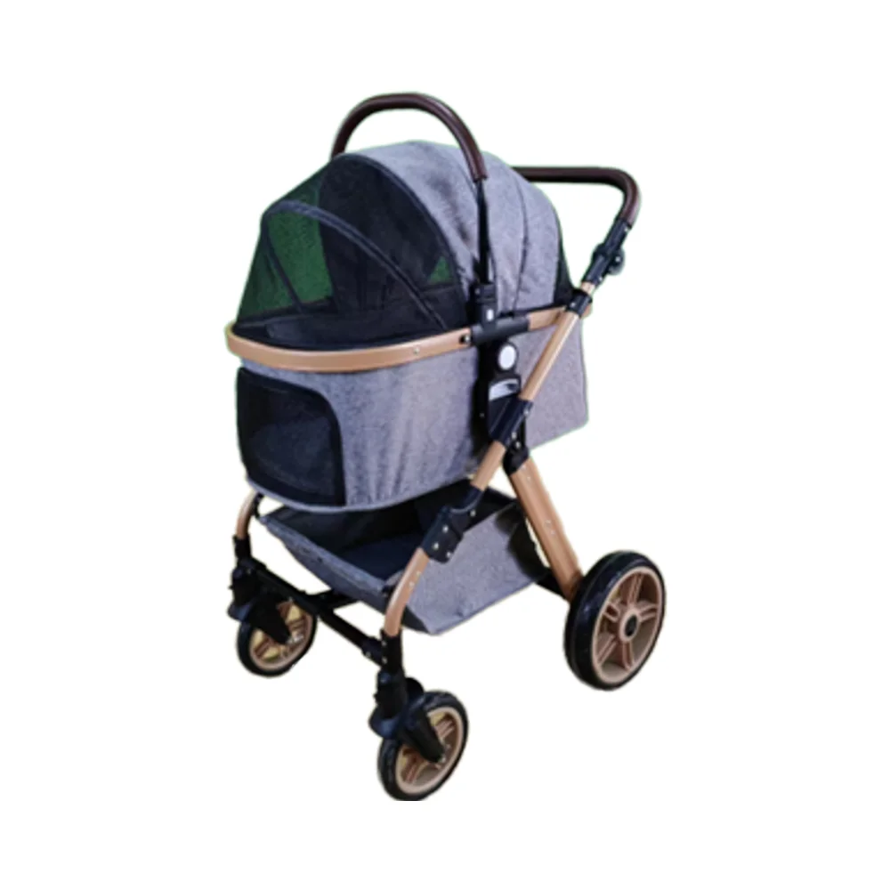 Meiweipet Aluminum Tube Dog Pet Cart 600D Fabric High-Strength Nylon Mesh Car Basket Separation Design Push/Lift Foldable Basket