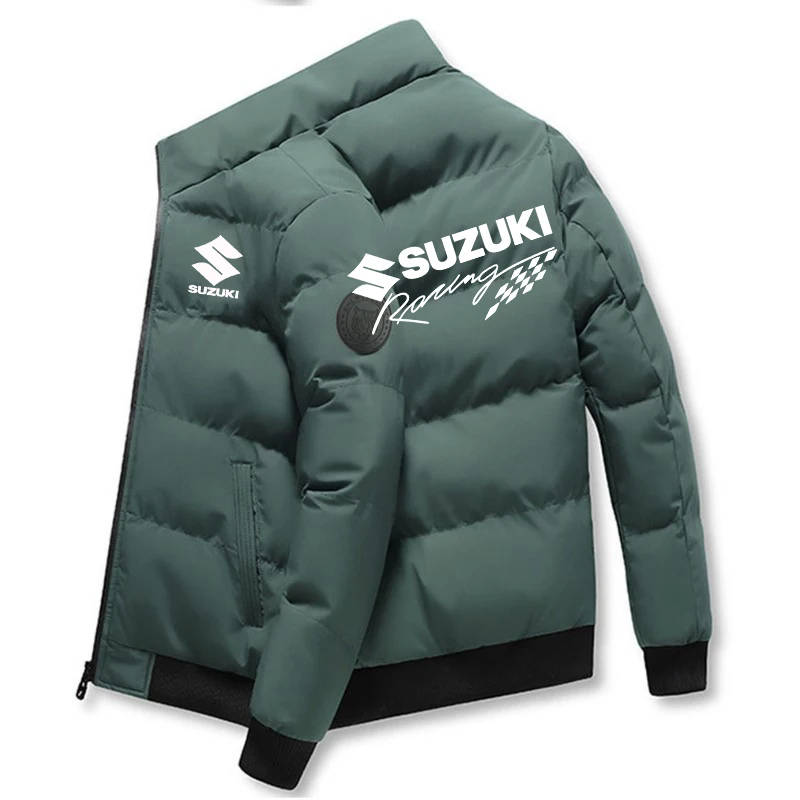 Suzuki Racing Winter Thick Cotton Jacket for Outdoor Cycling - Warm Cold Resistant Fashionable Versatile Leisure Sports Coat