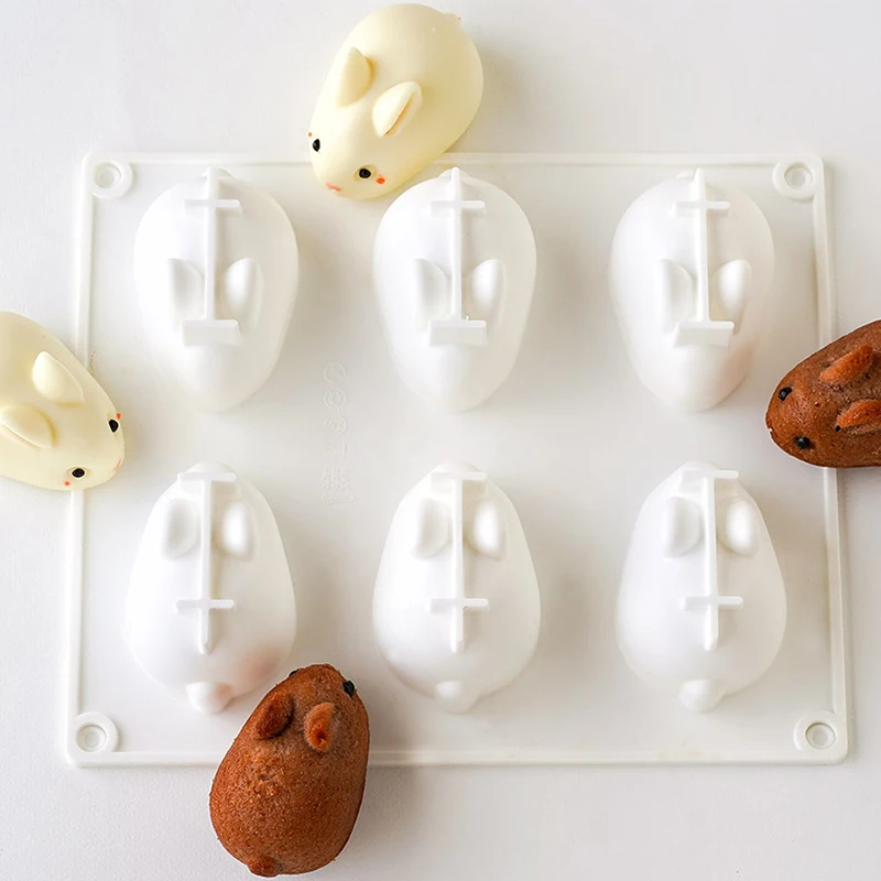 

6-cavity Silicone Rabbit Mold Fondant Bunny Mold Pudding Molds Chocolate Cake Mold Decoration Pastry Dessert Mould Baking Mold