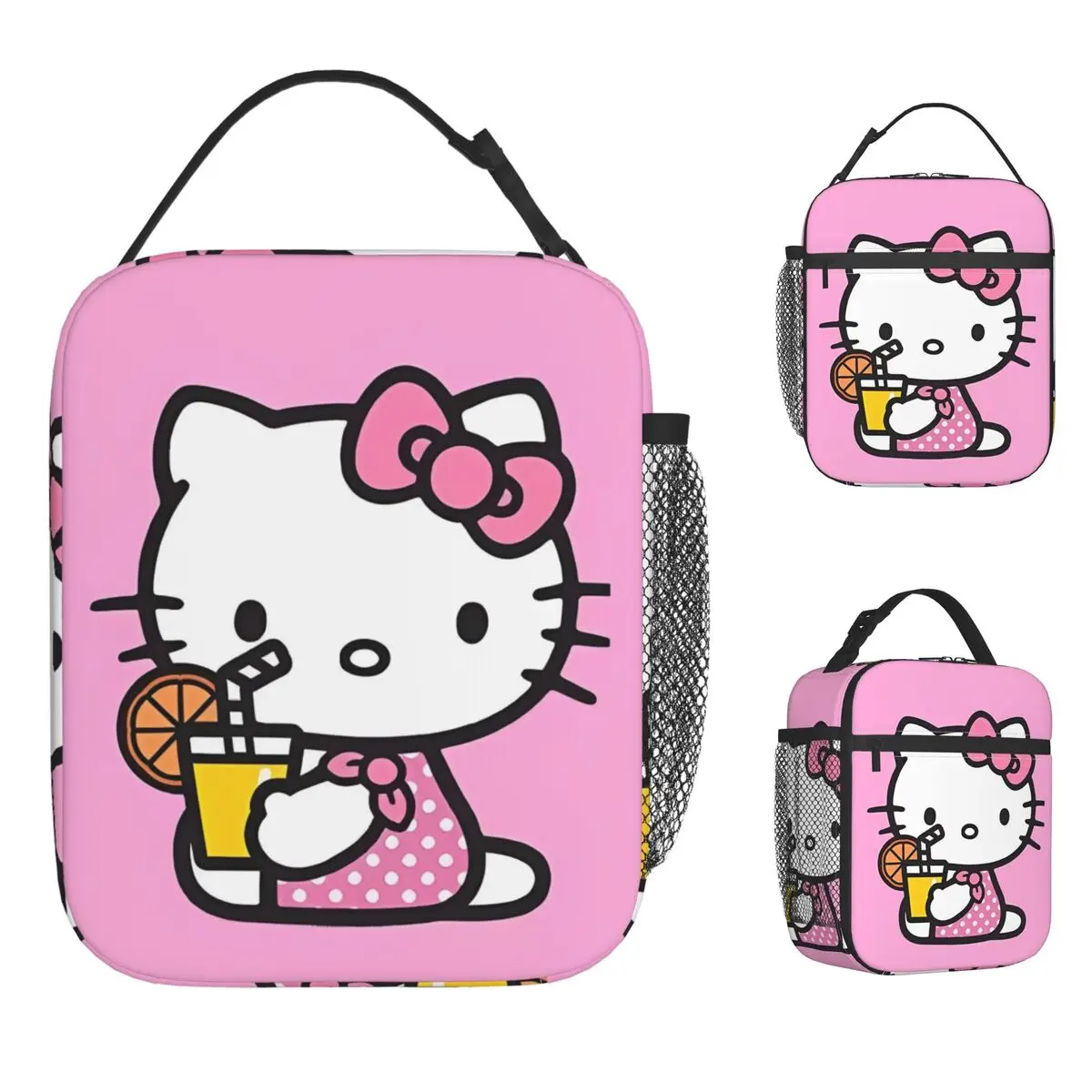 

Hello Kitty Drink Juice Insulated Lunch Bags Leakproof Meal Container Thermal Bag Tote Lunch Box Work Travel Food Handbags