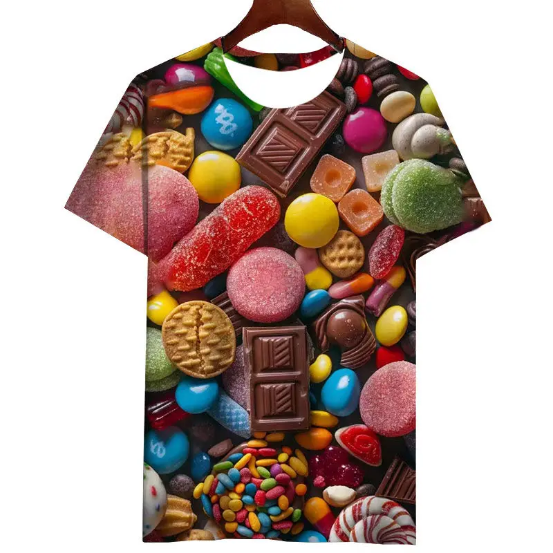 

2025 Summer Hot-selling Candy Series 3D Printed T-shirt Fashion Casual Niche Trend Men's and Women's Plus Size Short Sleeves