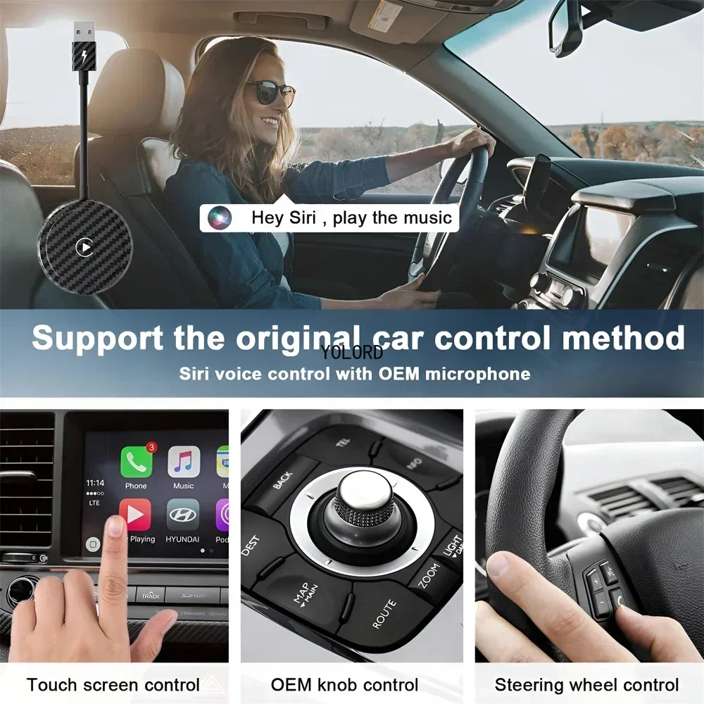 New Wireless Auto Car Adapter Wireless Carplay Dongle,Plug Play WiFi Online Update