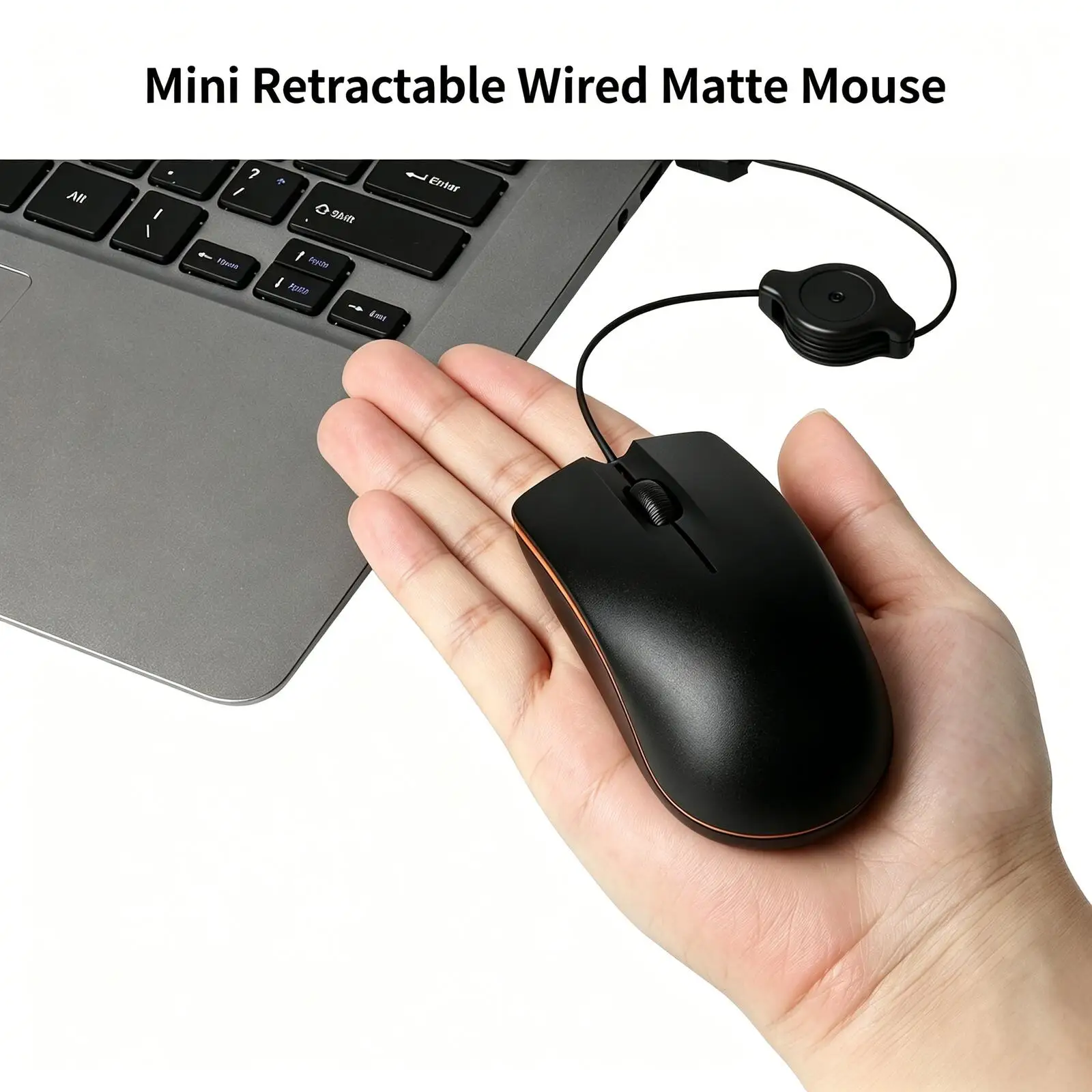 

Mini Retractable Wired Matte Mouse, Flexible Adjustable Cable, Plug and Play USB Mice, Lightweight Office Mouse for Laptop PC